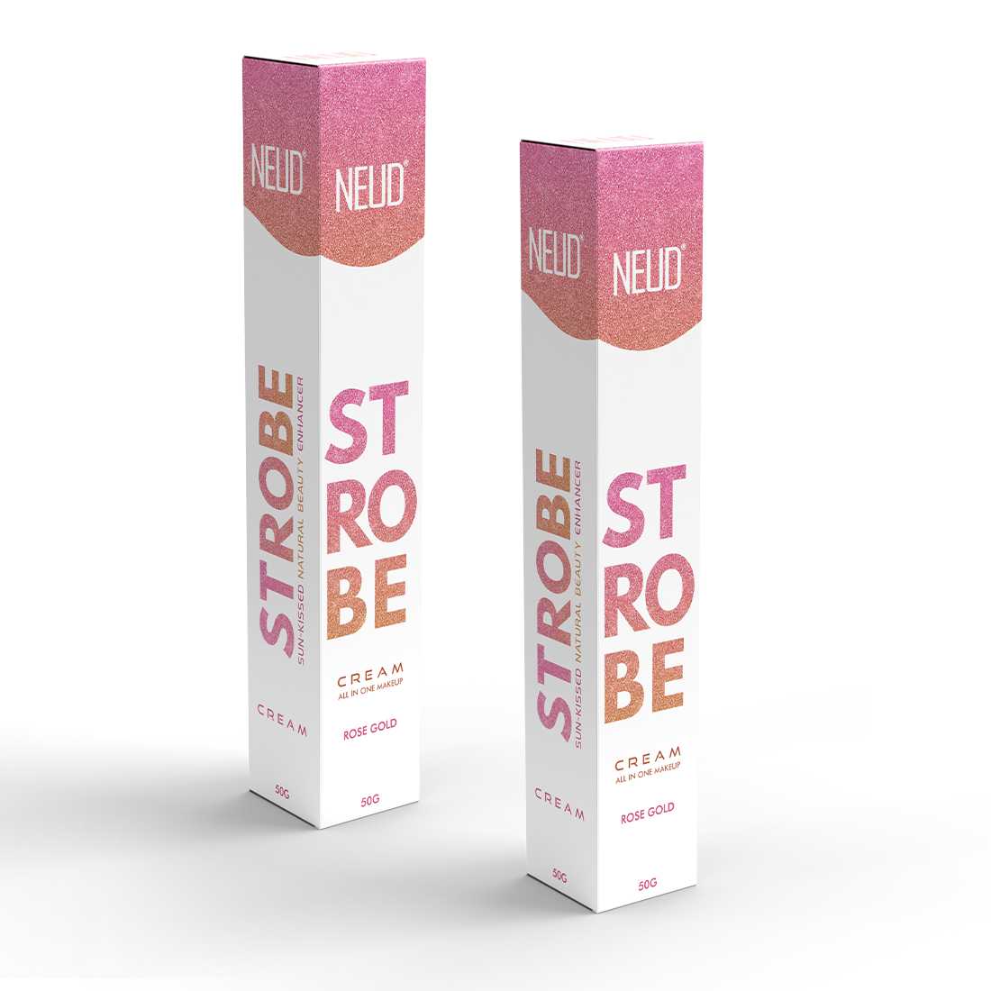 NEUD Strobe Cream Rose Gold with Cocoa Butter and Hyaluronic Acid, Lab Tested All-in-One Makeup Beauty Enhancer - 50g