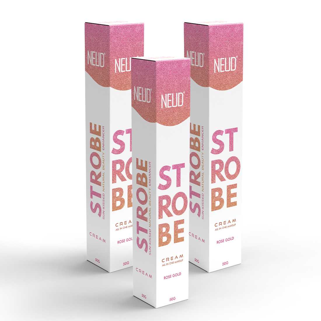 NEUD Strobe Cream Rose Gold with Cocoa Butter and Hyaluronic Acid, Lab Tested All-in-One Makeup Beauty Enhancer - 50g