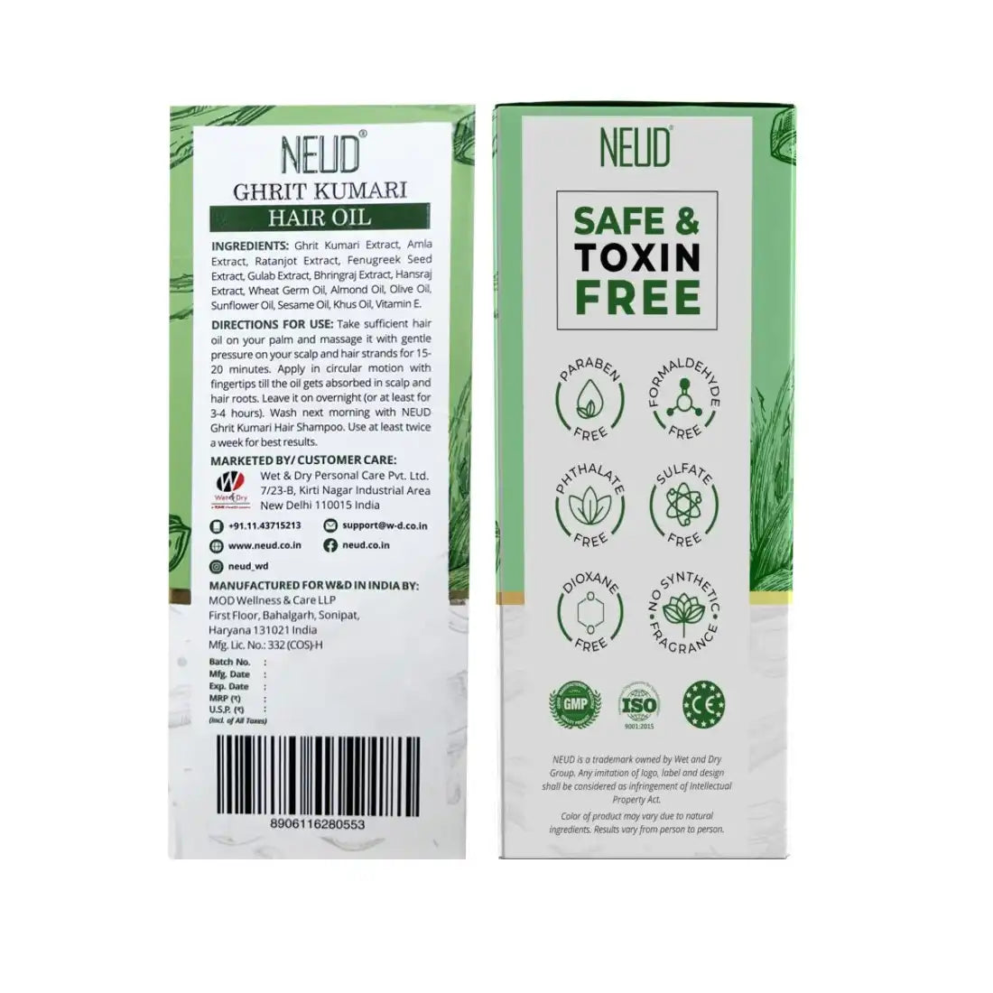 NEUD Combo - Ghrit Kumari Hair Oil and Shampoo for Men and Women