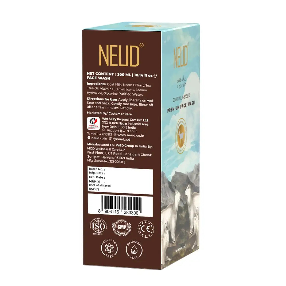NEUD Goat Milk Face Wash & Moisturizing Lotion Combo for Men & Women