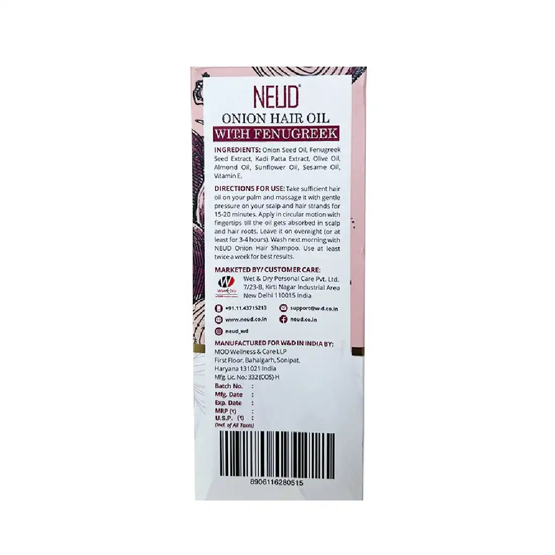 NEUD Combo - Onion Hair Oil and Shampoo with Fenugreek for Men and Women