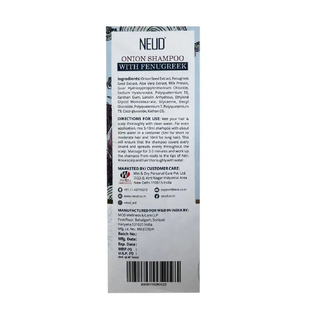 NEUD Combo - Onion Hair Oil and Shampoo with Fenugreek for Men and Women