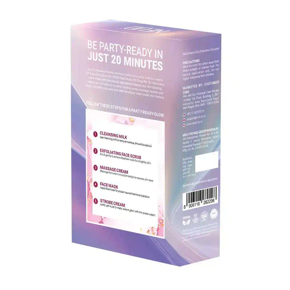 NEUD Party-Ready DIY Facial Kit with Strobe Cream for Fabulous Glow at Home - 50g