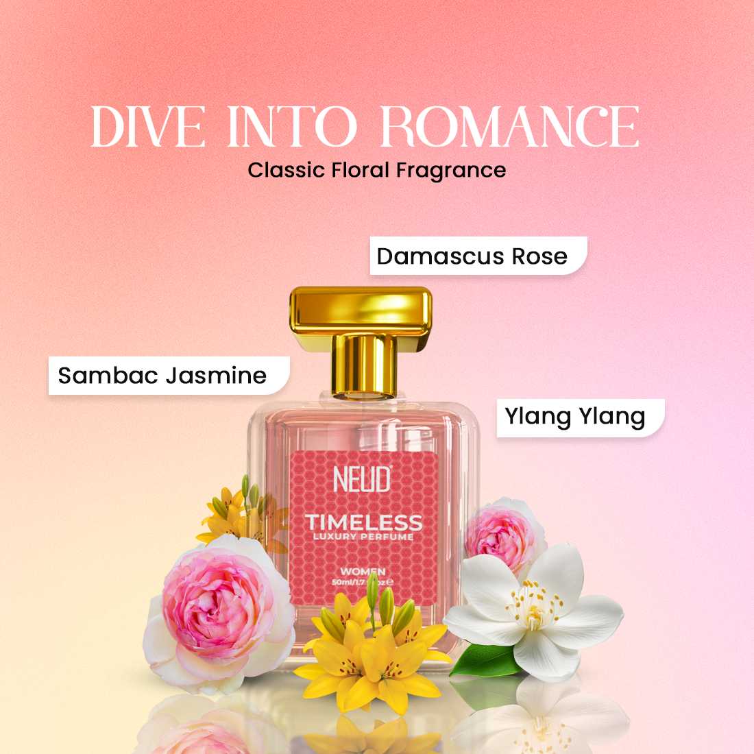 NEUD Luxury Perfume Gift Set for Women 3x50ml - Long-Lasting Strong Fragrances for Daily and Party Use