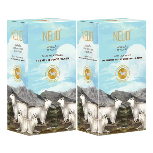 NEUD Combo: Goat Milk Face Wash & Moisturizing Lotion for Men & Women - 300 ml Each