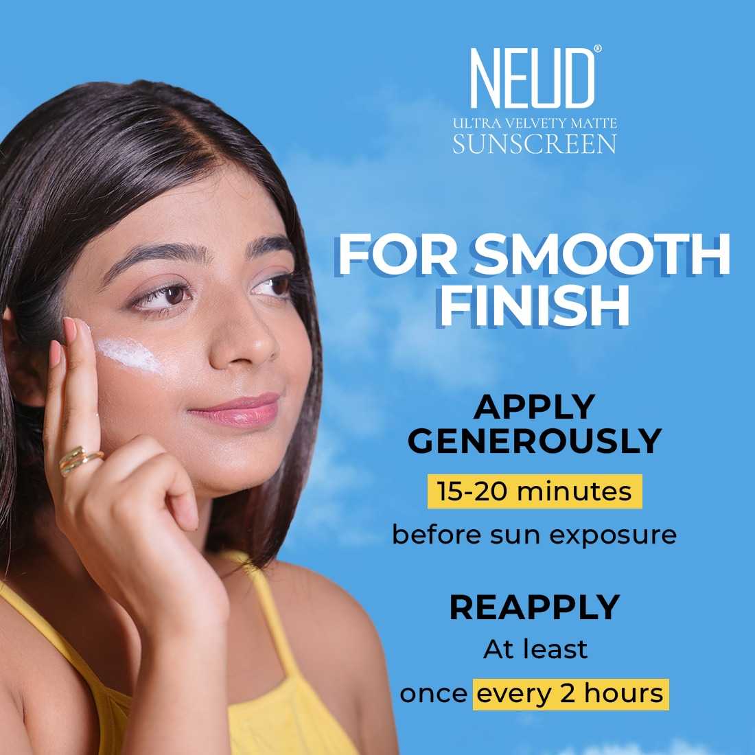 NEUD Ultra Velvety Matte Priming Sunscreen Dry Touch with SPF 50 PA++++ and Vitamin E, Sweat-Resistant, No White Cast - 50g