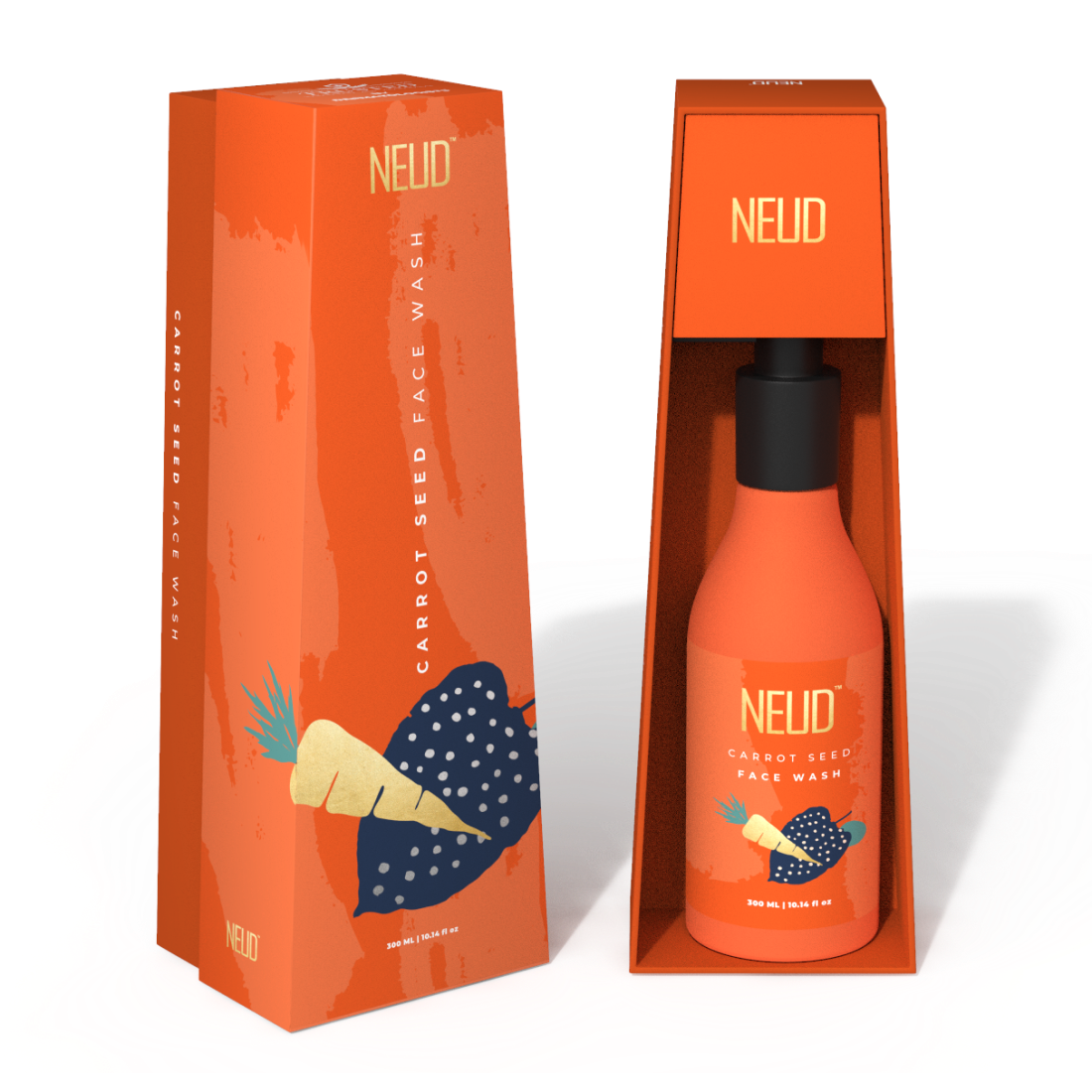 NEUD Carrot Seed Premium Face Wash for Men & Women - Get Free Zipper Pouch