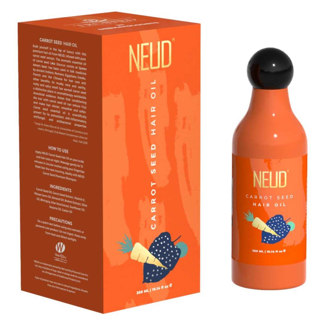 NEUD Carrot Seed Premium Hair Oil for Men & Women - 300ml