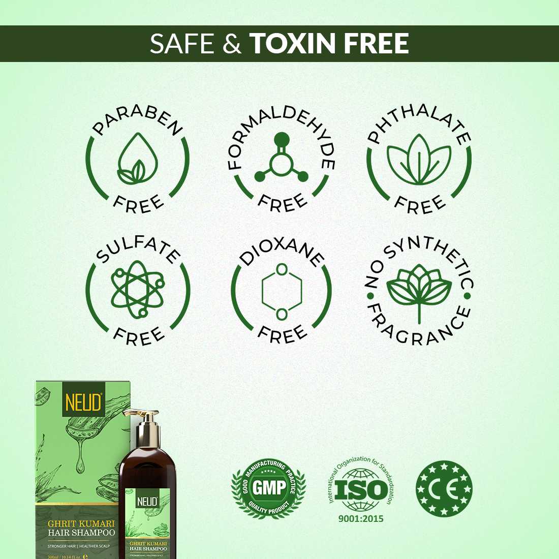 NEUD Premium Ghrit Kumari Aloe Vera Hair Shampoo for Men and Women