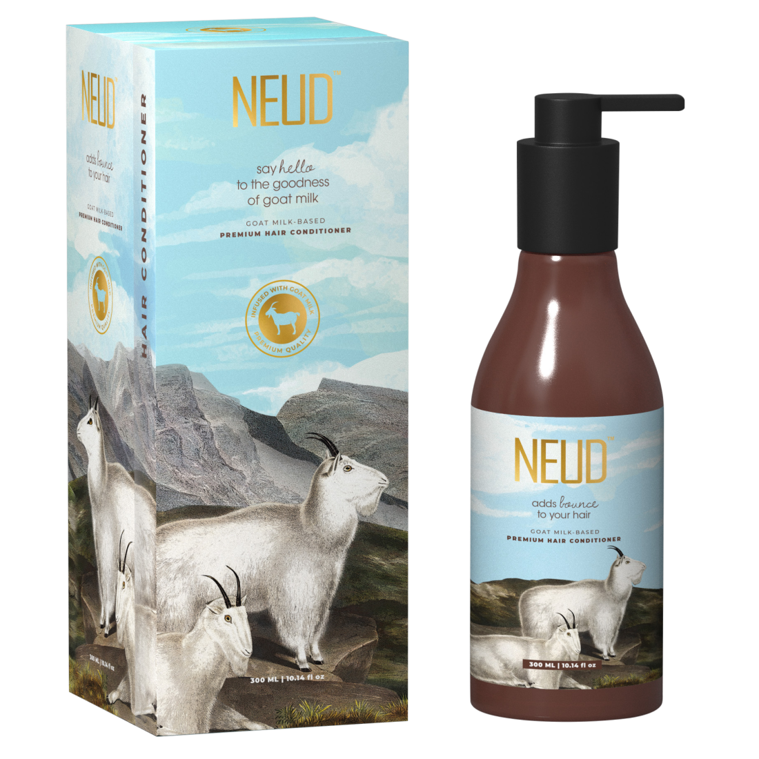 NEUD Goat Milk Premium Hair Conditioner for Men & Women with Free Zipper Pouch
