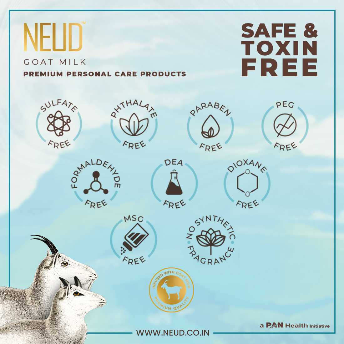 NEUD Goat Milk Premium Hair Conditioner for Men & Women with Free Zipper Pouch
