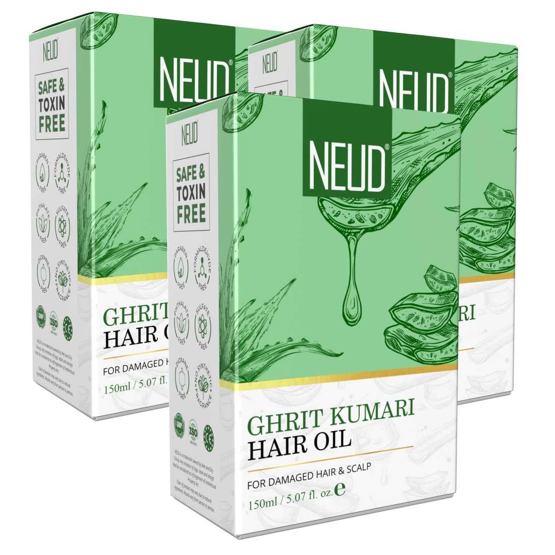 NEUD Premium Ghrit Kumari Aloe Vera Hair Oil for Men and Women