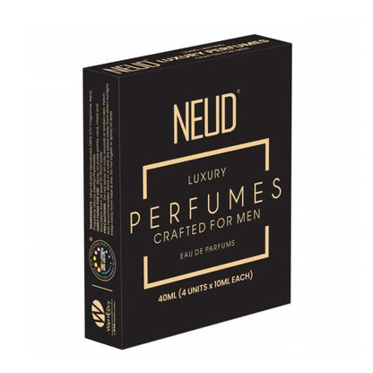 NEUD Luxury Pocket Perfume Gift Set for Men 4x10ml (Citrus, Lavender, Cedarwood, Vanilla), Long Lasting