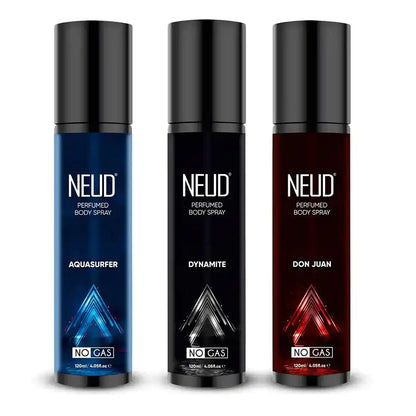 NEUD 3-in-1 Perfumed Body Sprays, Long-Lasting Deodorants, No Gas, No CFC Formula - 3 x 120ml Each