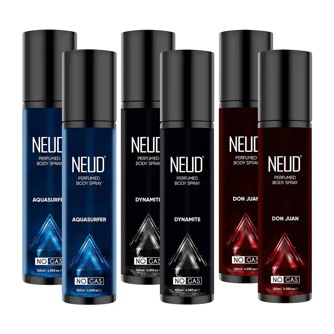 NEUD 3-in-1 Perfumed Body Sprays, Long-Lasting Deodorants, No Gas, No CFC Formula - 3 x 120ml Each