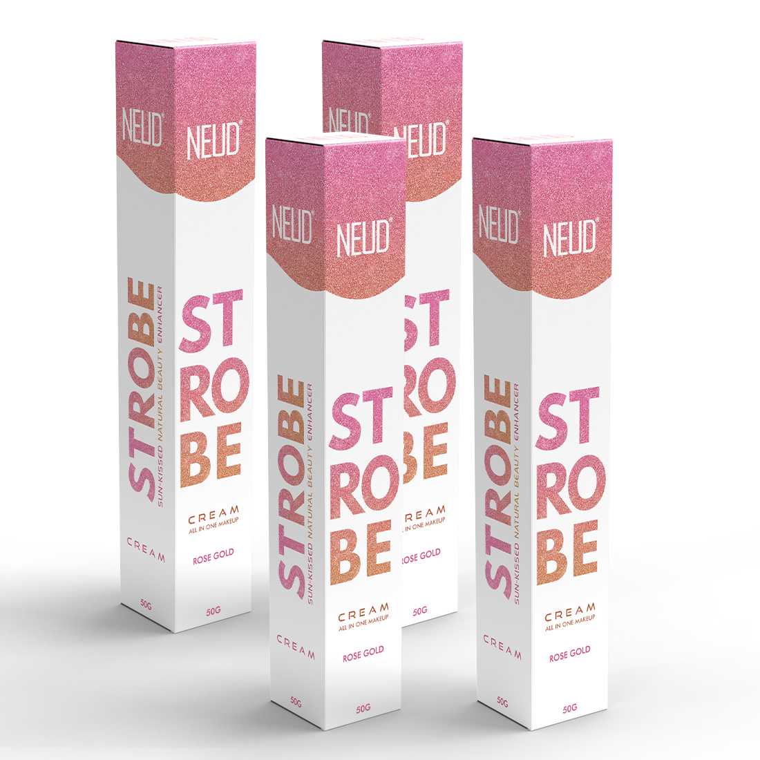 NEUD Strobe Cream Rose Gold with Cocoa Butter and Hyaluronic Acid, Lab Tested All-in-One Makeup Beauty Enhancer - 50g