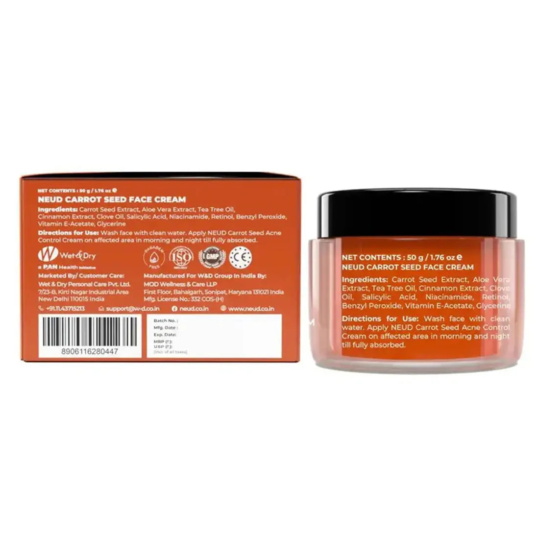 NEUD Carrot Seed Acne Control Cream for Men & Women - 50g