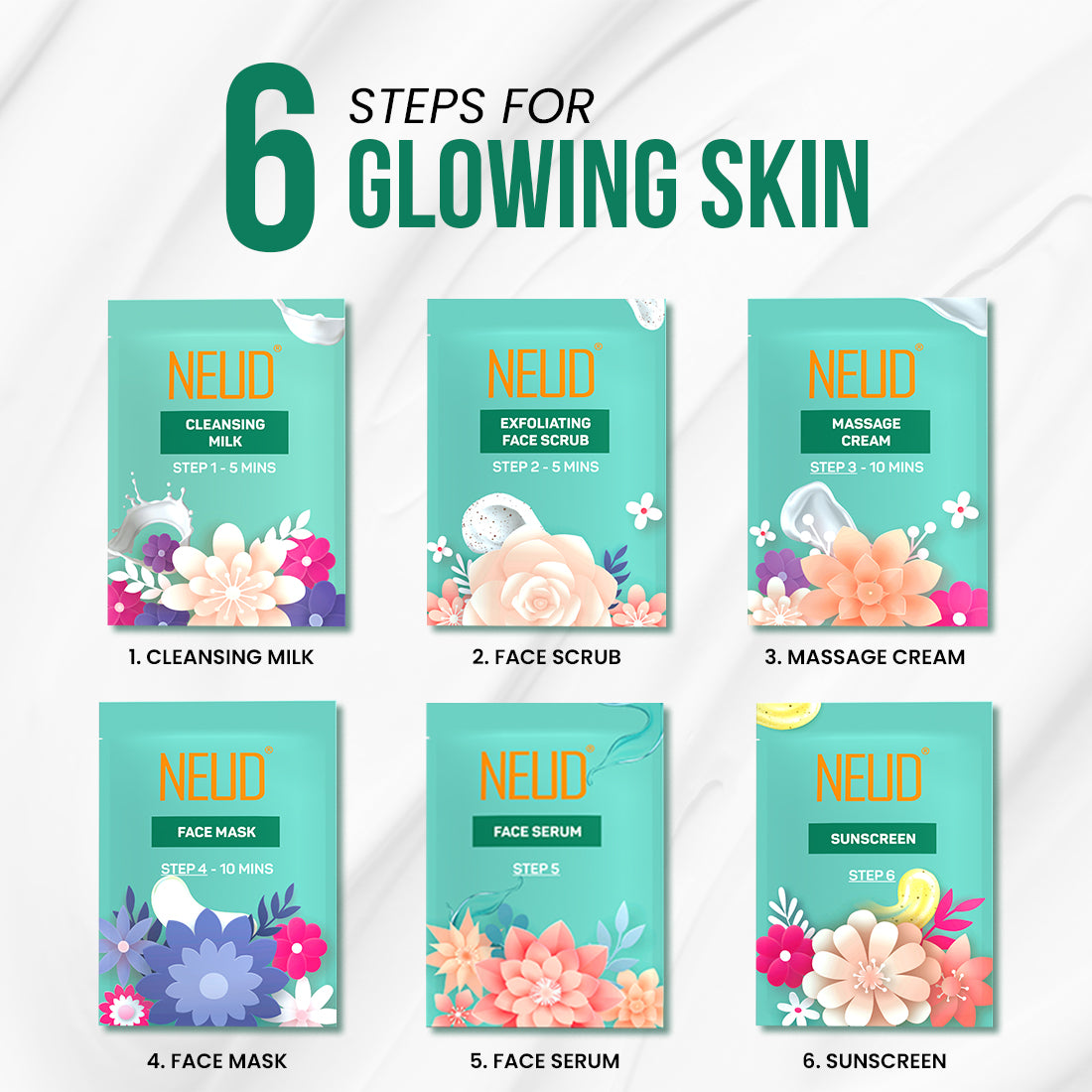 NEUD 6-Step DIY Makeover Facial Kit for Salon-Like Glow at Home