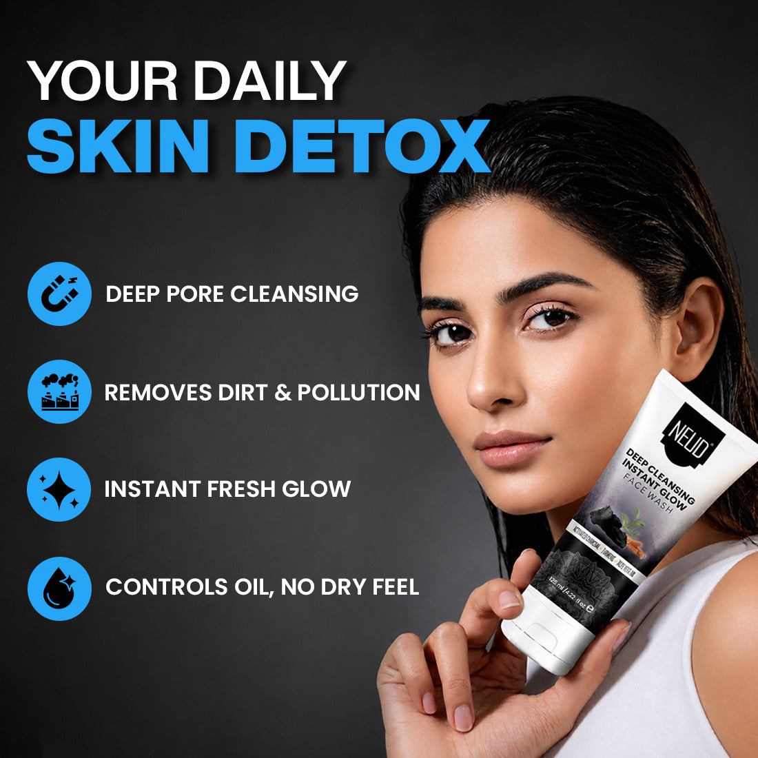 NEUD Deep Cleansing Instant Glow Face Wash for Men and Women - 70ml