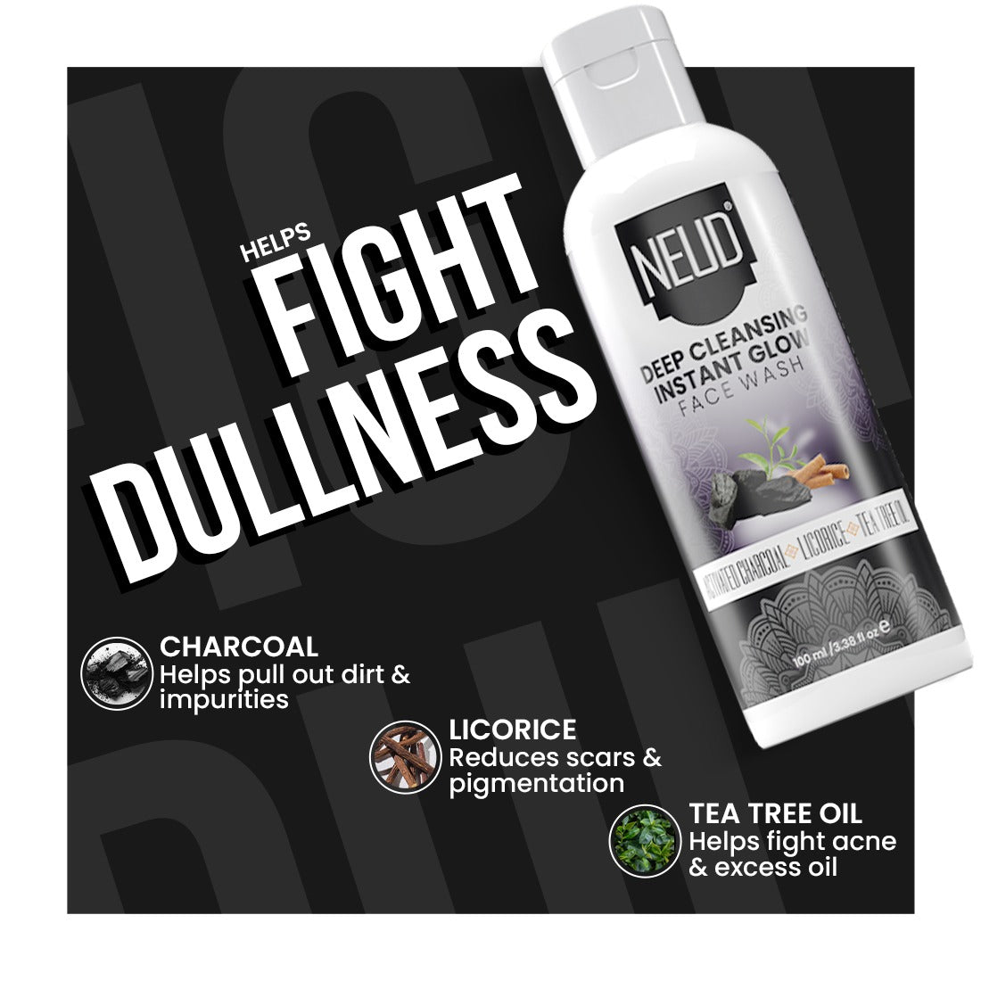 NEUD Cica Face Wash, Skin Brightening Face Wash and Deep Cleansing Face Wash - 3 x 100ml Each