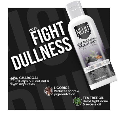 NEUD Cica Face Wash, Skin Brightening Face Wash and Deep Cleansing Face Wash - 3 x 100ml Each