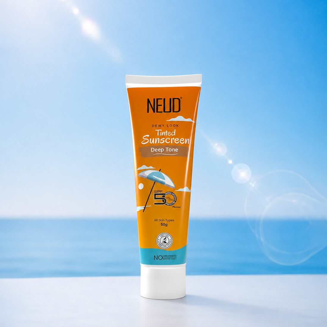 NEUD Deep Tone Dewy Look Tinted Sunscreen SPF 50 PA++++ with Hyaluronic Acid – 50g