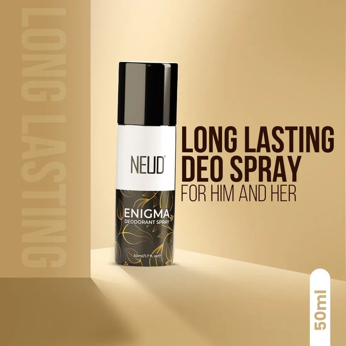 NEUD ENIGMA Unisex Deodorant Perfumed Body Spray with Notes of Oud, Amber and Rose, 24-Hour Odor Protection - 50ml