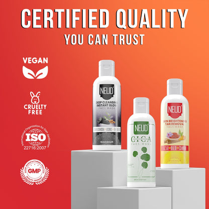 NEUD Cica Face Wash, Skin Brightening Face Wash and Deep Cleansing Face Wash - 3 x 100ml Each