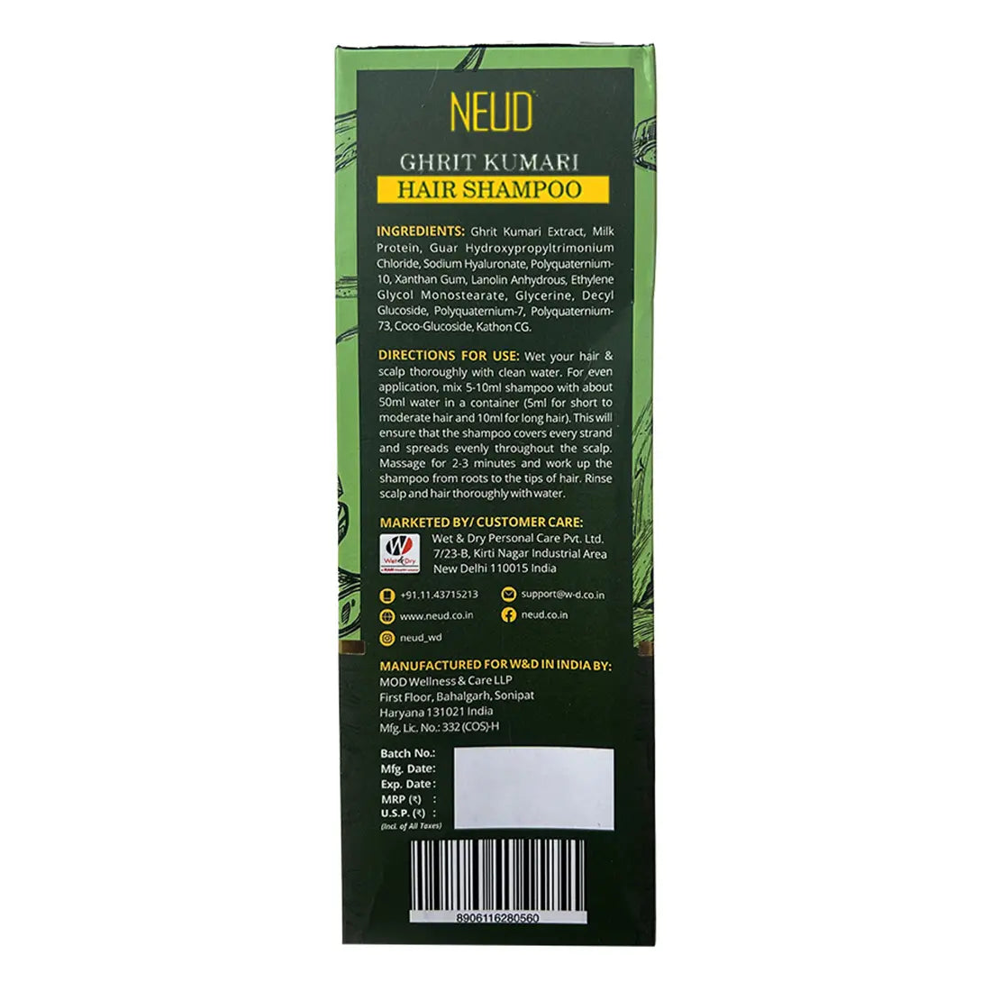 NEUD Premium Ghrit Kumari Aloe Vera Hair Shampoo for Men and Women