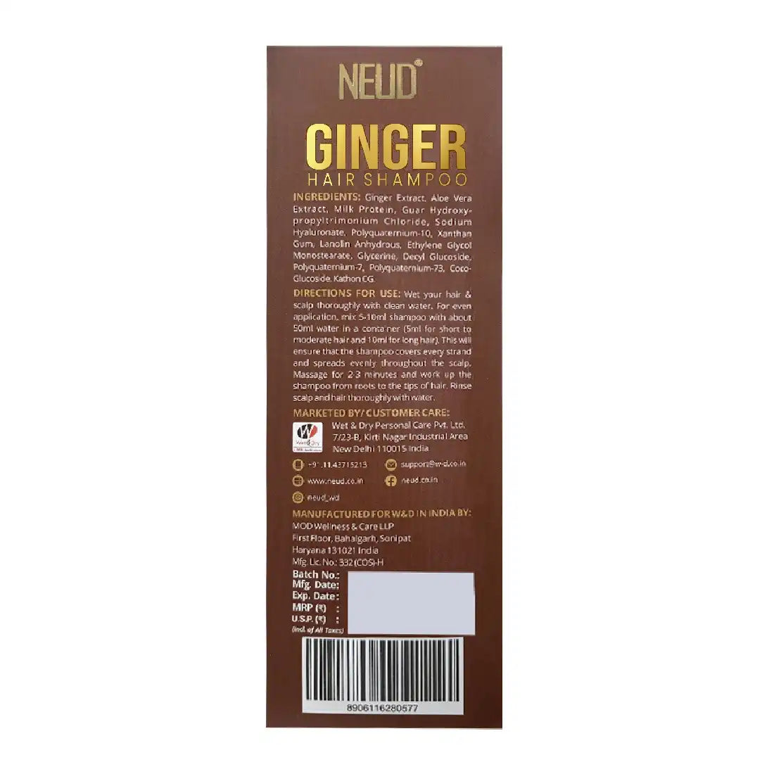 NEUD Combo - Ginger Hair Oil and Shampoo for Men & Women