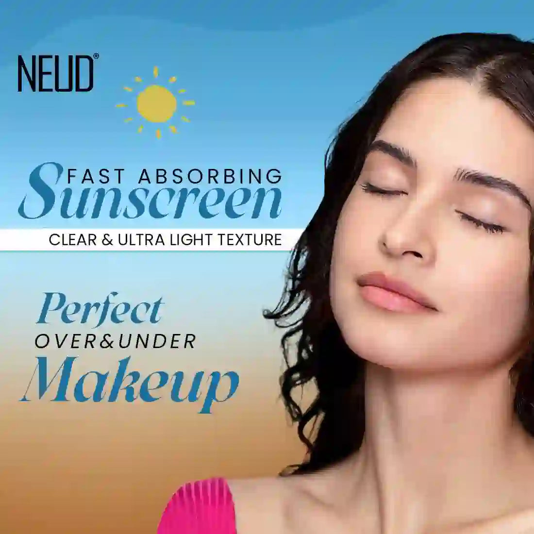 NEUD Invisible Sunscreen Spray with SPF 50++++ For Sun Protection Over Makeup, Ultra-Light, No White Traces - 100ml