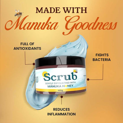 NEUD Gentle Exfoliating Scrub with Manuka Honey, Kojic Acid and Alpha Arbutin for Naturally Clear Skin - 100g