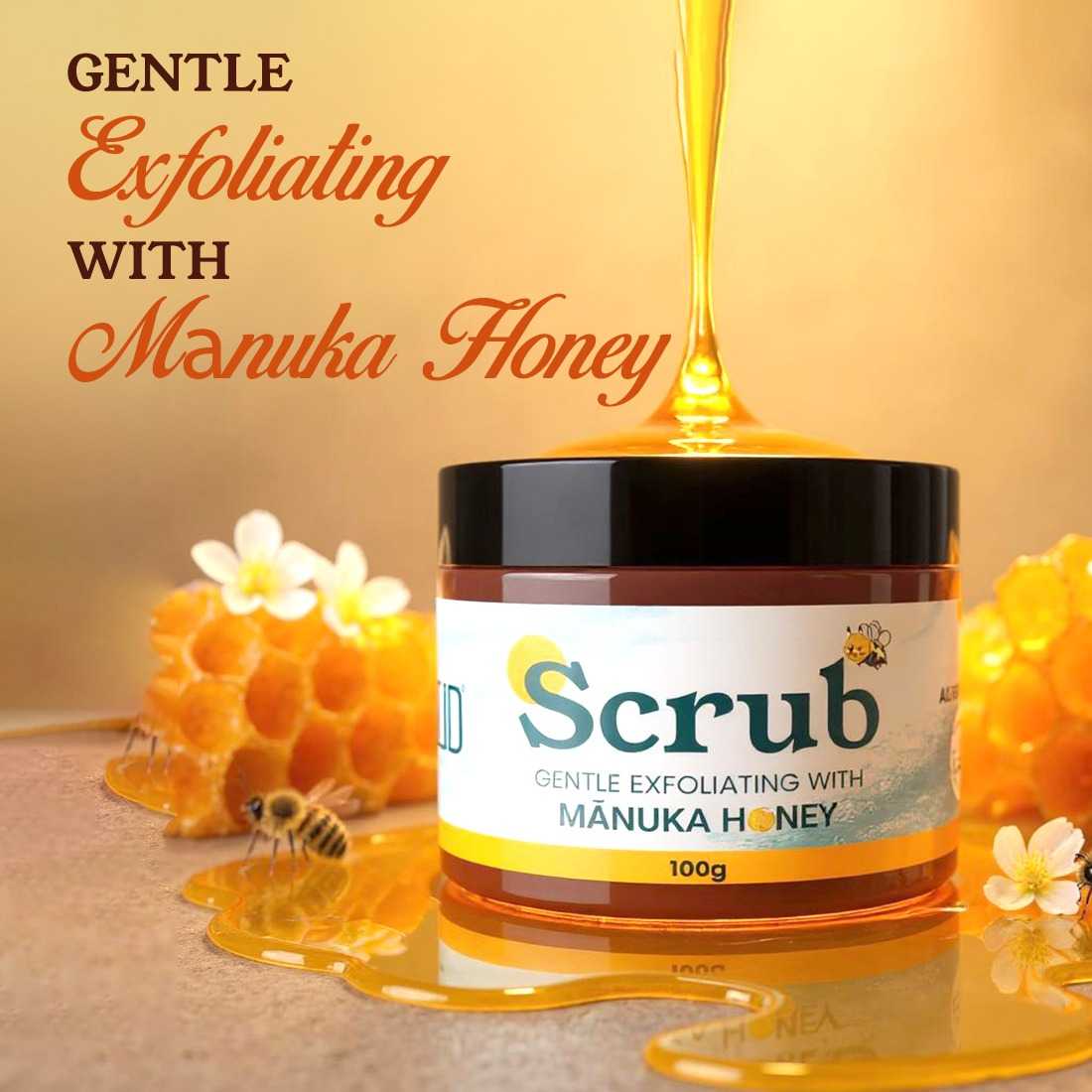 NEUD Gentle Exfoliating Scrub with Manuka Honey, Kojic Acid and Alpha Arbutin for Naturally Clear Skin - 100g