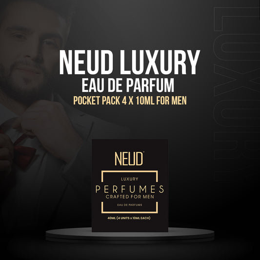 NEUD Luxury Pocket Perfume Gift Set for Men 4x10ml (Citrus, Lavender, Cedarwood, Vanilla), Long Lasting