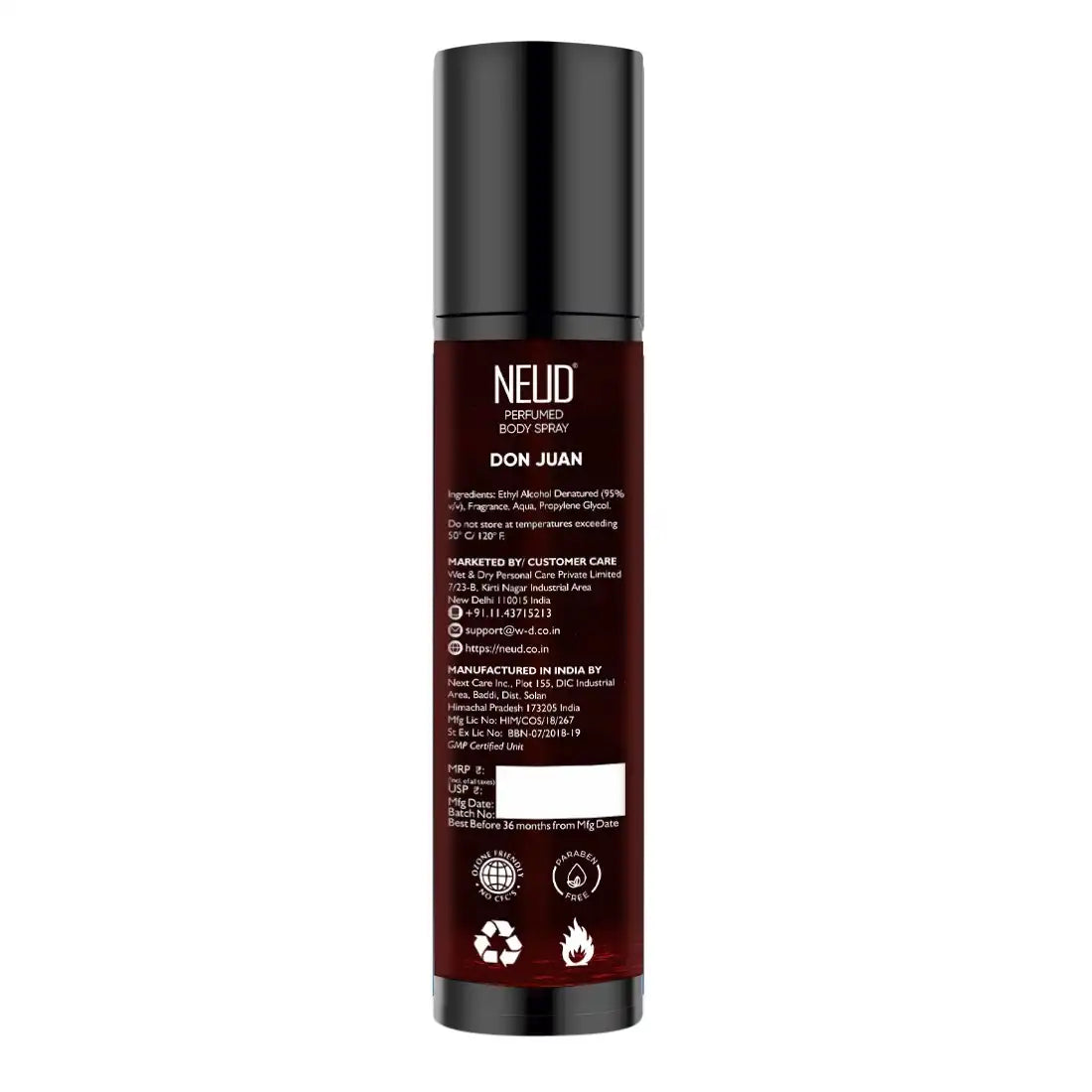 NEUD Don Juan Perfumed Body Spray for Men, No Gas Deodorant with Long-Lasting Fragrance, 120ml