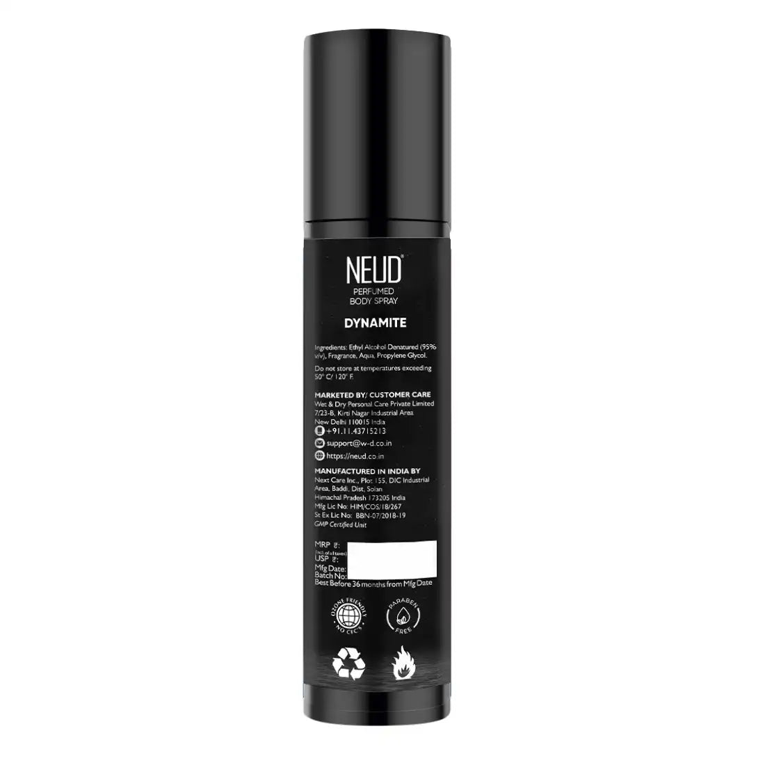 NEUD Dynamite Perfumed Body Spray, No Gas Deodorant with Long-Lasting Fragrance, 120ml