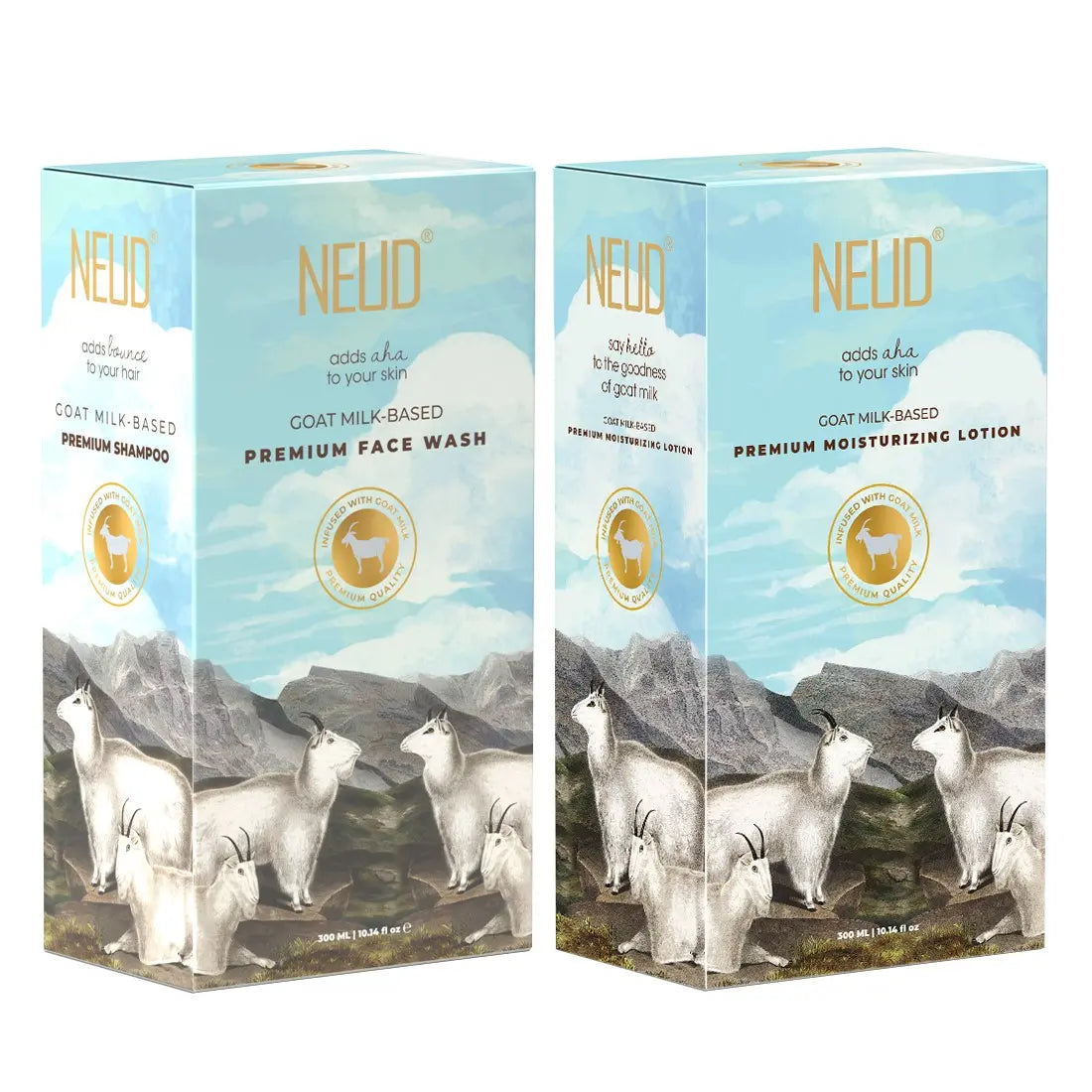 NEUD Goat Milk Face Wash & Moisturizing Lotion Combo for Men & Women