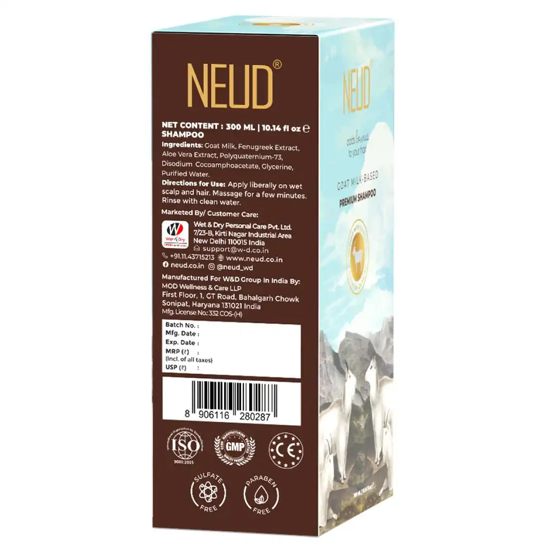 NEUD Premium Goat Milk Shampoo for Men and Women