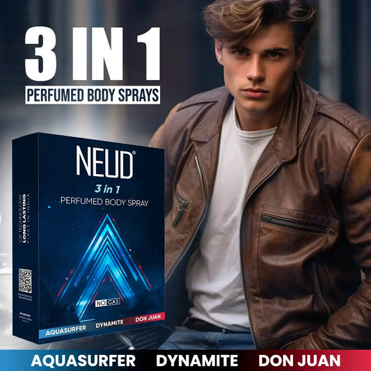 NEUD 3-in-1 Perfumed Body Sprays for Men, Long-Lasting Deodorants, No Gas, No CFC Formula - 3 x 120ml Each