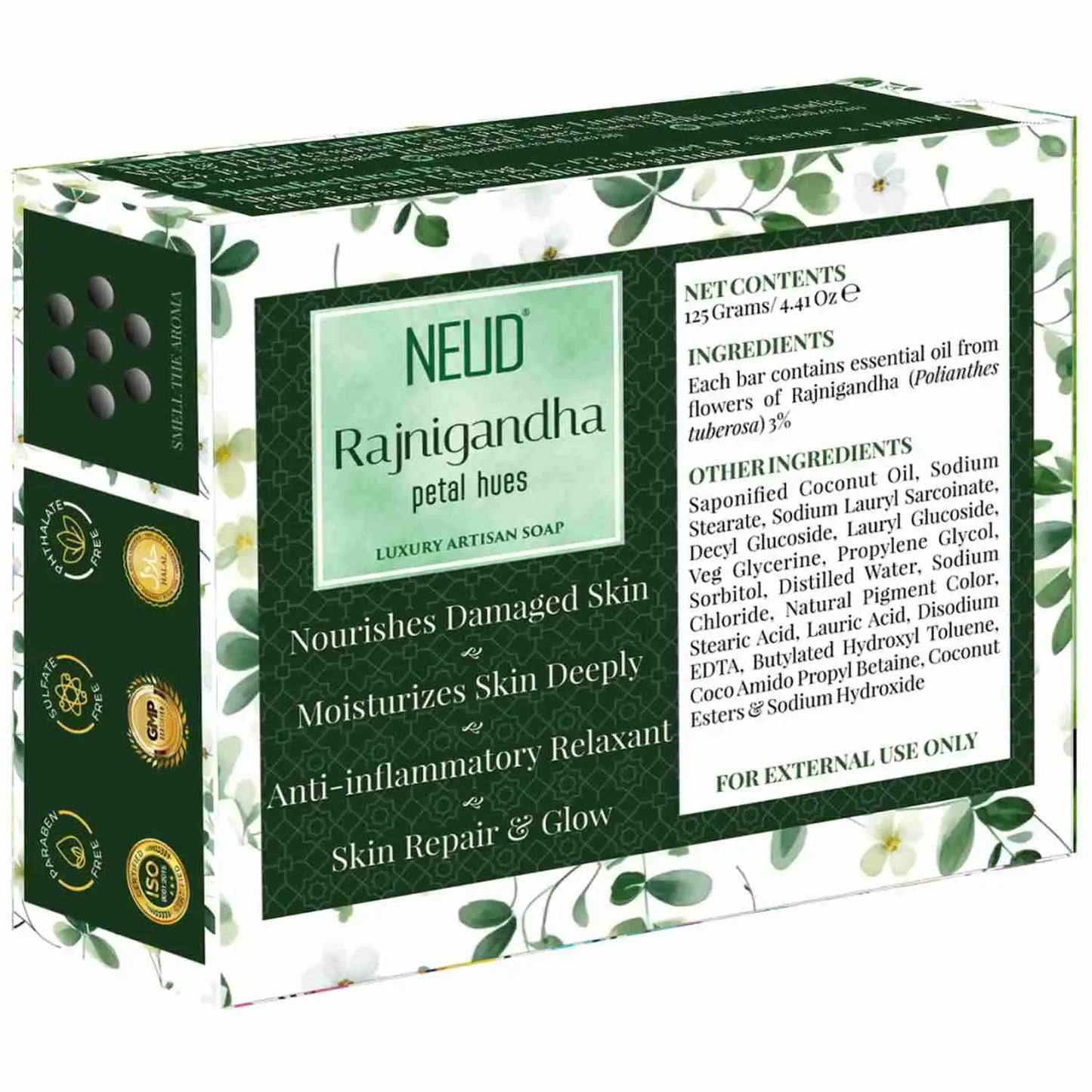 NEUD Rajnigandha Petal Hues Luxury Artisan pH Balanced Vegan Handmade Soap With Tuberose - 125g