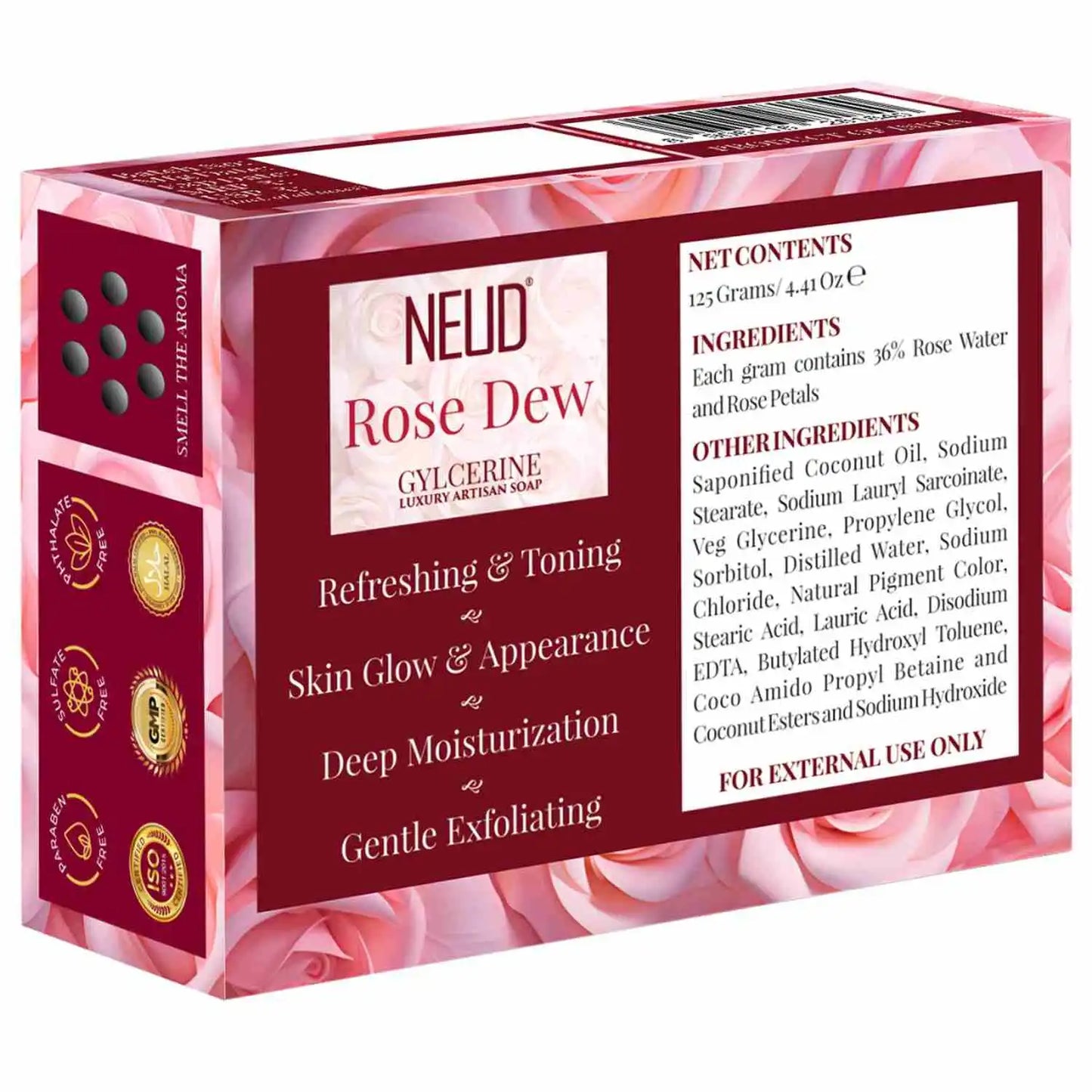 NEUD Rose Dew Glycerine Luxury Artisan pH-Balanced Handmade Soap 125g