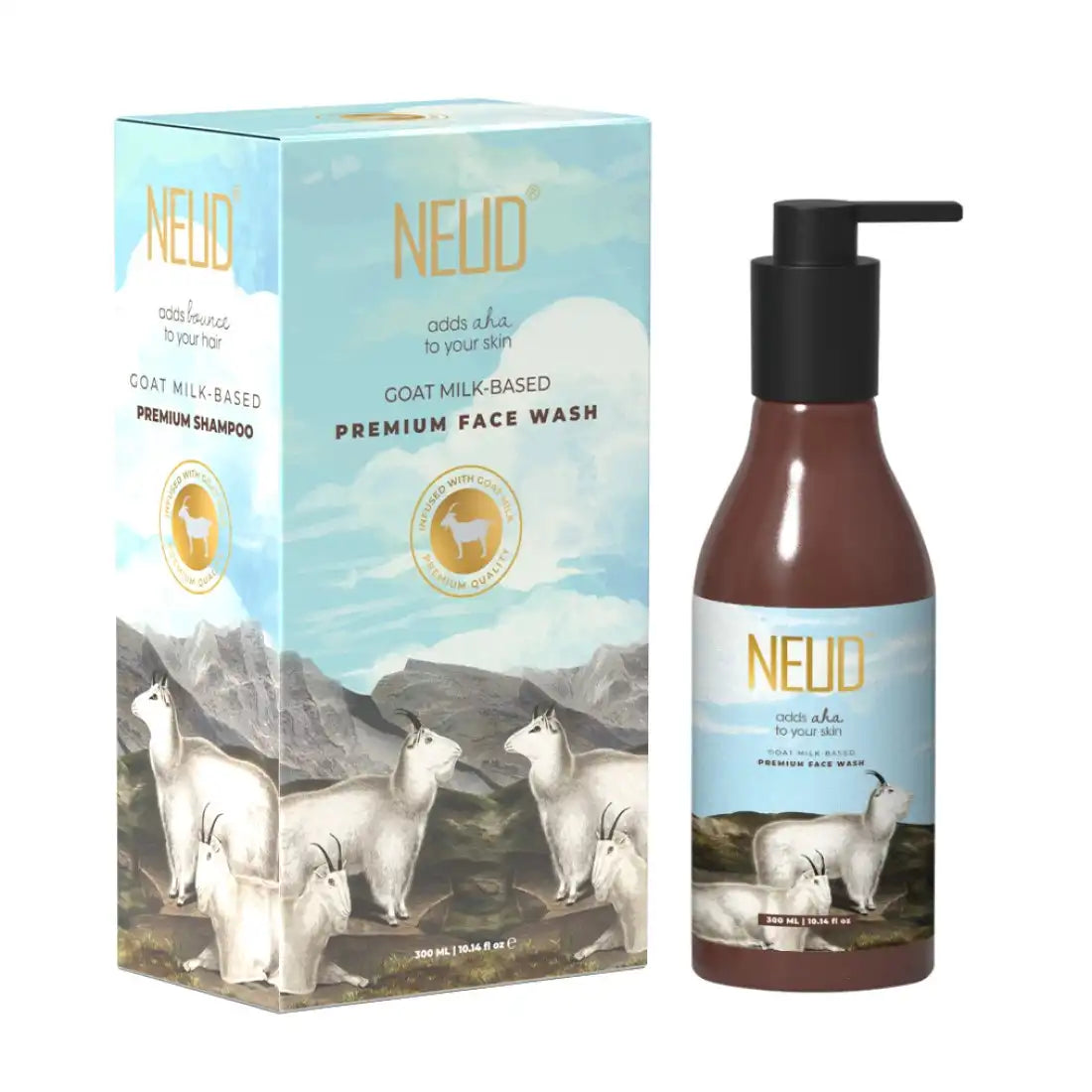 NEUD Goat Milk Premium Face Wash for Men & Women - Get Zipper Pouch Free!