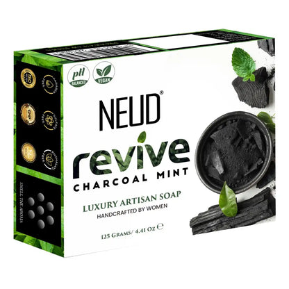 NEUD Revive Charcoal Mint Luxury Artisan pH-Balanced Vegan Handmade Soap With Tea Tree Oil, Peppermint, Eucalyptus Oil and Khus Seed