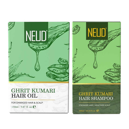 NEUD Combo - Ghrit Kumari Hair Oil and Shampoo for Men and Women