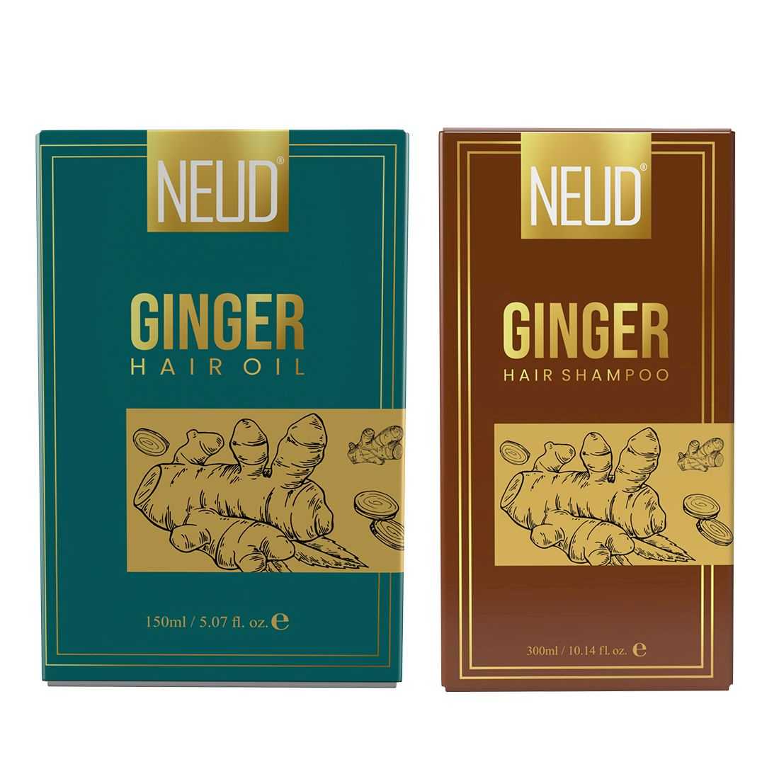 NEUD Combo - Ginger Hair Oil and Shampoo for Men & Women
