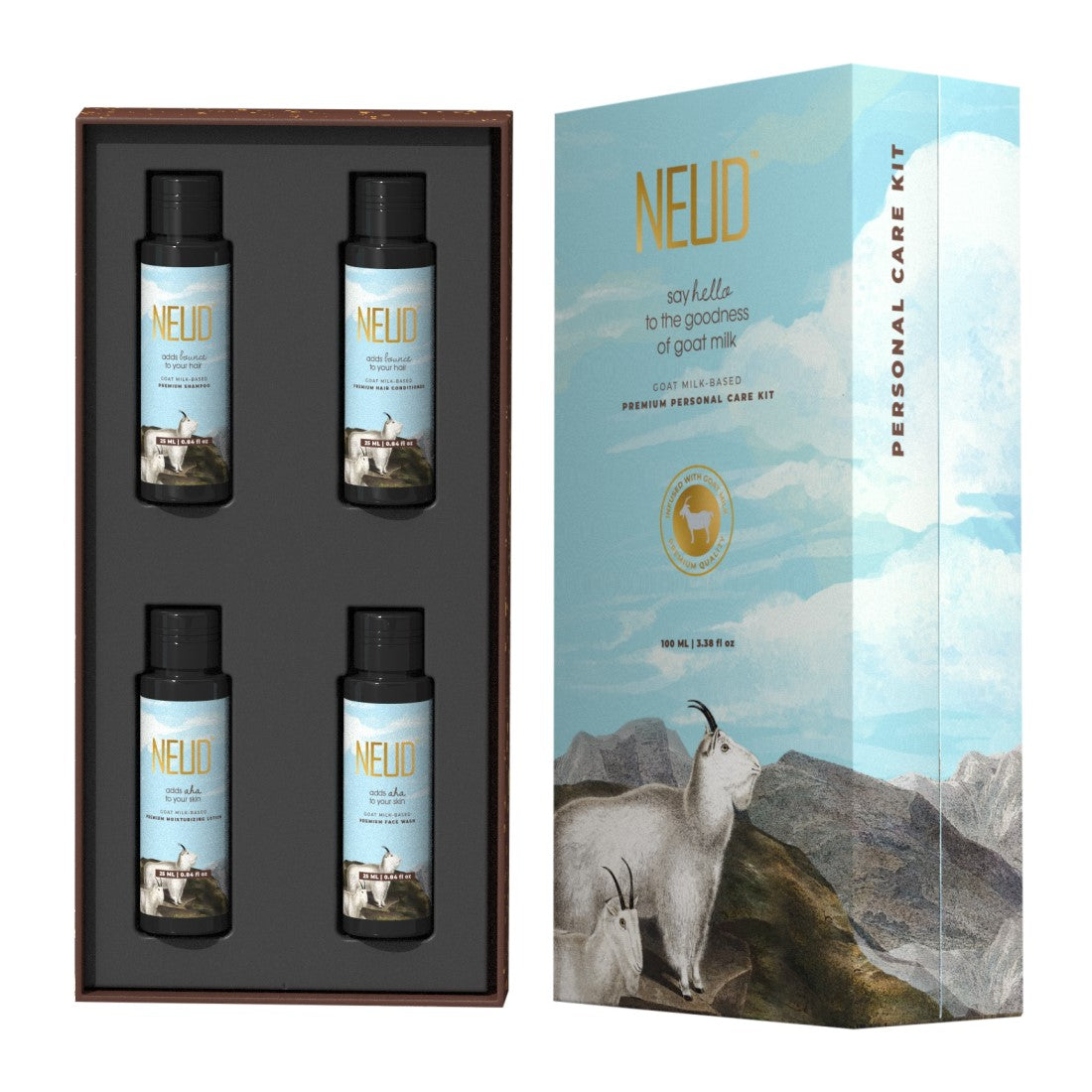 NEUD Goat Milk Premium Personal Care Kit for Men & Women (25ml x 4 Nos.)