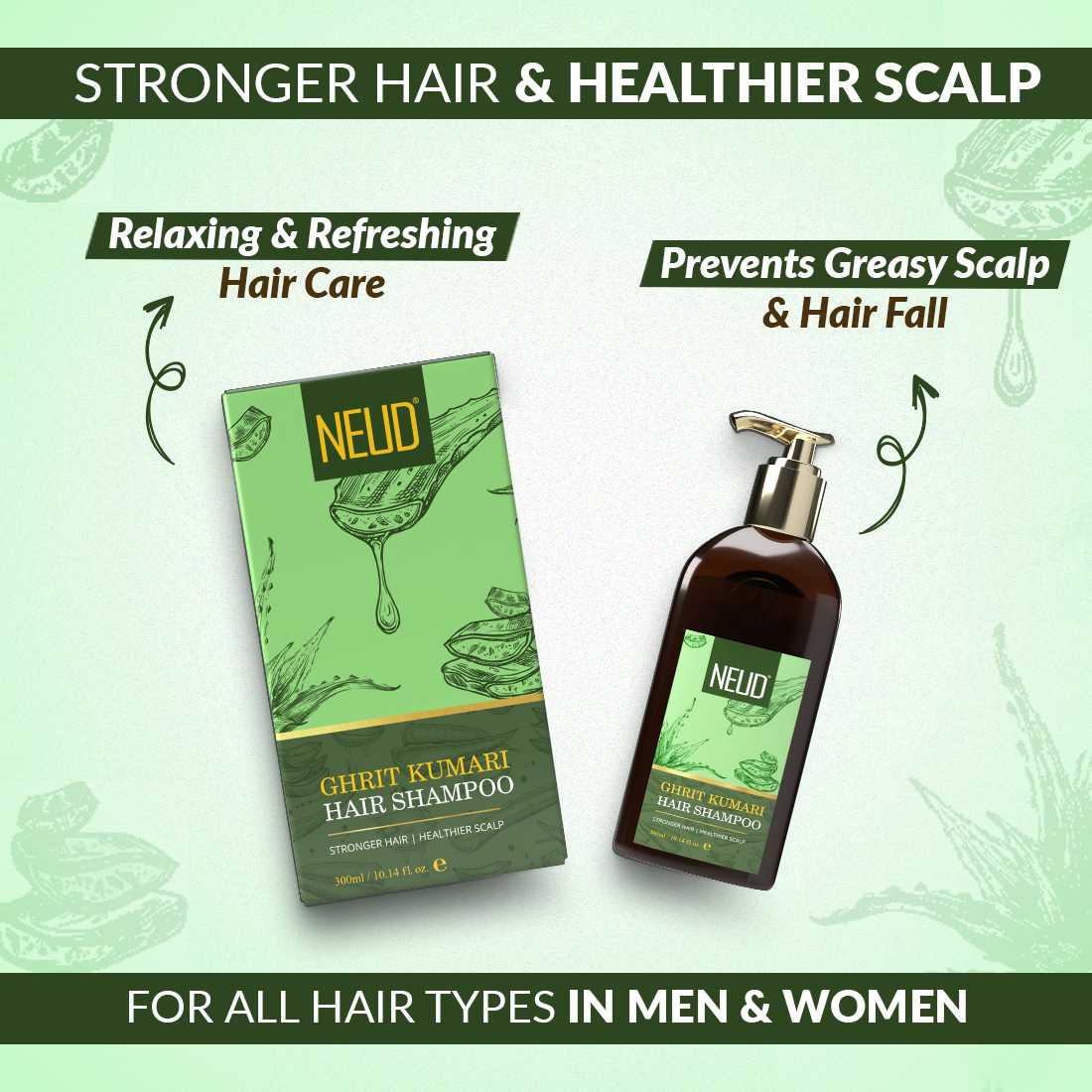 NEUD Combo - Ghrit Kumari Hair Oil and Shampoo for Men & Women
