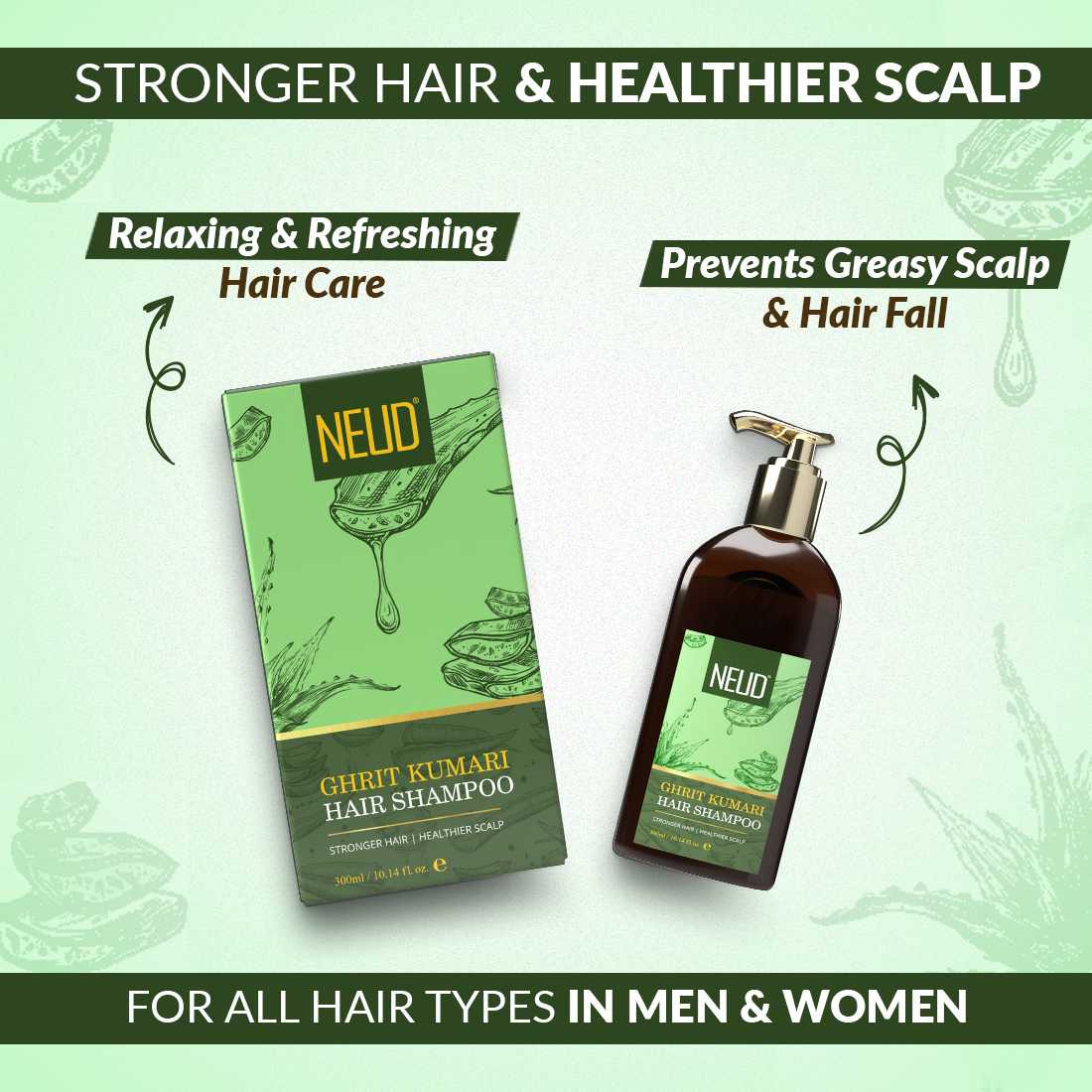 NEUD Combo - Ghrit Kumari Hair Oil and Shampoo for Men and Women