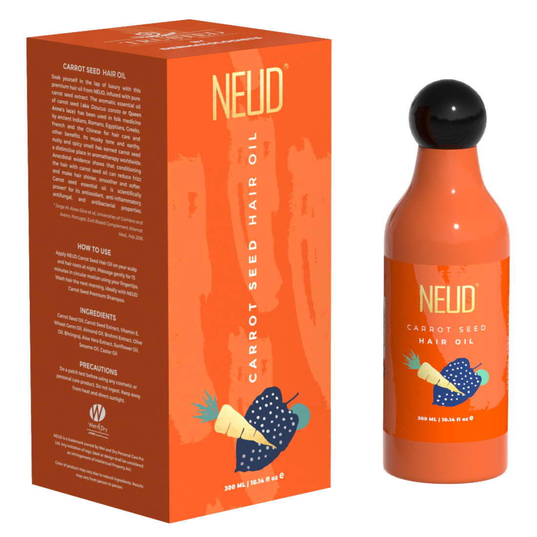 NEUD Carrot Seed Premium Hair Oil for Men & Women - 300ml