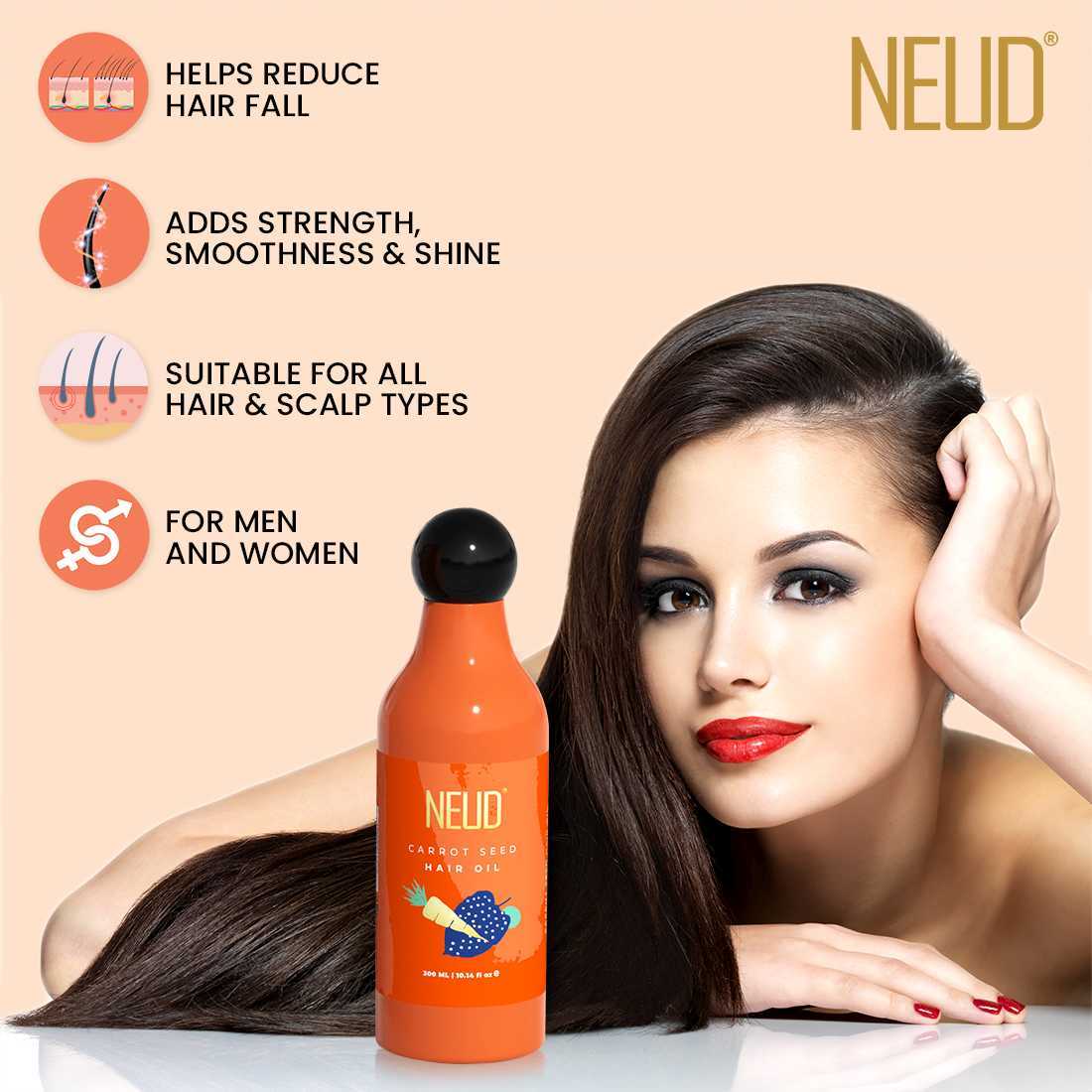 NEUD Carrot Seed Premium Hair Oil for Men & Women - 300ml